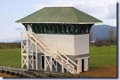 O scale model train control tower